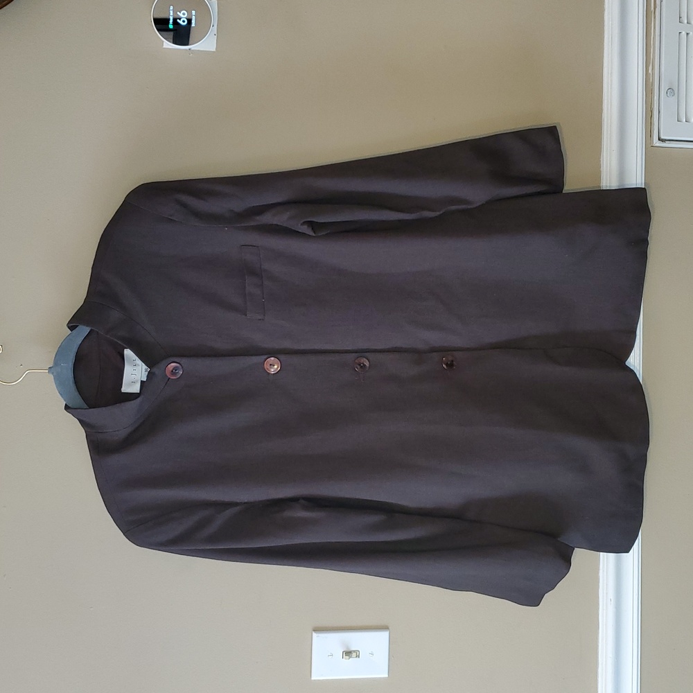 J Jill Vintage Wool Blend Coat In Brown With Manderin Collar Size 16 NWOT